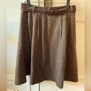 ModCloth belted wool polka dot skirt (size L)